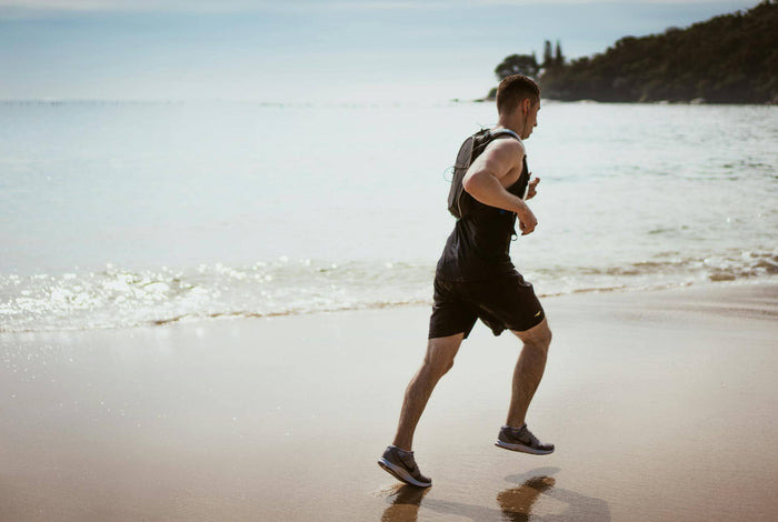 Man running at the beach